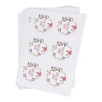 Toyvian 144Pcs Christmas Round Floral Label Stickers Envelope Bag Seals Decor Ornaments Holiday Party Supplies(White)