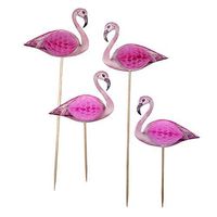Talking Tables Truly Flamingo Honeycomb Detail Food Flamingo Picks for a Birthday or Flamingo Party, Pink (12 Pack)