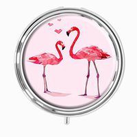 Youroom Pink Flamingo Love Custom HOT Sales Stainless Steel Round Pill Box Medicine Vitamin Organizer Holder Decorative box
