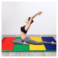 Gym Mat, 4' x 10' x 2" Thick Folding Panel Gymnastics Mat, Multicolor