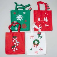GIFT BAG CHRISTMAS 12X13X8.25IN NON-WOVEN ASST PRINTS RED/GRN/WH