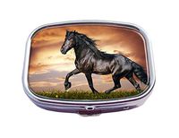 Custom Fashion Rectangular Pill Box Medicine Tablet Holder Wallet Organizer Pocket Case (Horse)