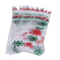 MOONQING 50Pcs Cone Cellophane Bags Christmas Snowflake Clear Triangle Treat DIY Gift Bags for Candies Sweets Cookies Snack