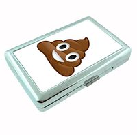 Poop Emoji Funny Metal Silver Cigarette Case Holder Wallet RFID-blocking