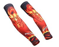 Fashion Red Dragon Arm Sleeves Stretch Cover UV Sun Protection for Basketball Running Baseball Size L
