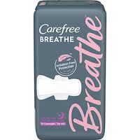 Carefree Breathe Ultra Thin Overnight Pads with Wings, Irritation-Free Protection, 24 Count