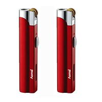 Metal Mini Windproof Lockable Jet Flame Butane Viewable Cigar Cigarette Lighter Red (2 Packs)