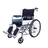 wheelchair Premium Ultra-Lightweight with Flip-Back Desk Arms and with seat Hole,Easy to fold and Easy to Carry Trolley Black,Suitable for The Elderly and People with Reduced Mobility