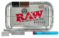 Raw “Metallic” Rolling Tray Small, Smoking Master King Size, Smoking Masters 1 ¼, Smoking Master Rolls, with Hippie Butler XL KewlTube - 5 Item Bundle