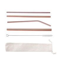 Metal Straw Set with Cleaning Tool and Storage Tool Reusable Rust Pipette 0.6/0.8/1.2 Diameter Suitable for Restaurants, Bars, Travel, Etc. (Color : Pink, Size : Package)
