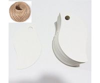OxoxO 150PCS White Leaf Shaped Kraft Tags Blank Paper Tags Price Tags Wedding Hang Tags with 100 Feet Jute Twine