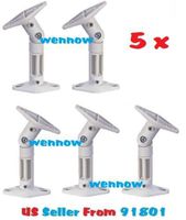 WennoW (5) NEW White Ceiling Wall 360 Degree Rotate and 180 Degree Tilt Adjust Home Speaker Brackets Mounts