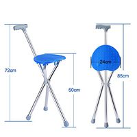 WYMNAME Folding cane seat,Old people Cane stool Three feet Multifunction Light Cane Hiking chair-B