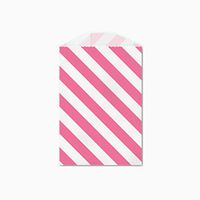 25 Pink and White Diagonal Stripe Little Bitty Bags 2.75 X 4 Inches