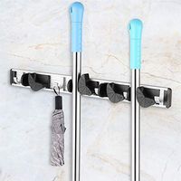 OKSLO 4 position 5 hooks mop and broom holder rack wall mounted mop broom rack with ac