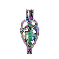 10pcs Colored Girl Pearl Beads Cage Locket Pendant-Add Your Own Pearls, Stones, Crystals, Rock to Cage, Add Perfume or Essential Oil to Create a Scent Diffusing Locket Pendant Charms (Ballet Girl)