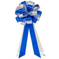 Royal Blue & White Pull Bows - 8" Wide, Set of 6, Easter, Wedding Pew Bows, Reception, Anniversary, Birthday, Party Decoration, Christmas, Gift Basket, Fundraiser, Presents