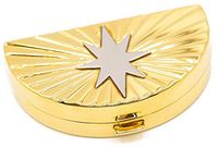 Gold & Silver Star Semicricle Pocket Purse Portable Travel Pill Box & Medicine Organizer (1 Large Compartment)