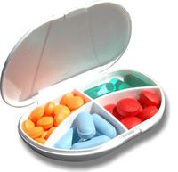 Pocket Vitacarry Pill Box W/4 Compartments Holds up to 20 Pills Actual Size: 3.0”W x 2.0”D x .6”H (White)