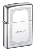 Personalized Zippo Carved Border High Polish Chrome Windproof Lighter with Free Engraving