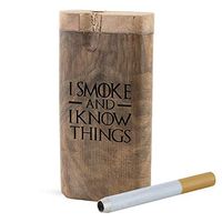 Raw Natural Wood Stash Box with I Smoke Engraved Design. Comes with Metal Rod, Swivel Top, Spring Load 4-inches