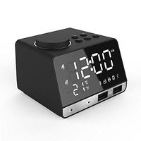 Wireless Bluetooth Speakers 8 Pin Charger Dock Station FM Radio Alarm Clock Desktop Speakers (Bluetooth Speaker Clock with Charger Station)