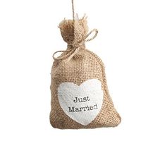 FENICAL 10pcs Just Married Wedding Favor Bag Gift Bag Candy Bag Vintage Jute Burlap Bag