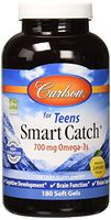 Carlson - Teen's Smart Catch, 700 mg Omega-3s, Cognitive Development, Brain Function & Vision Support, Lemon, 180 Softgels