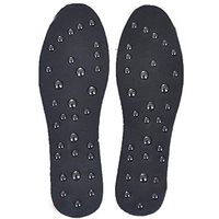 LvBo Reflexology Strong Magnetic Therapy Magnet Massage Insole Shock Absorption Pressure Relief Shoe Pads for Women Men Health Foot Leather Black Gray Random (23.5cm)