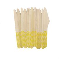 Youmewell Wooden Disposable Cutlery Yellow Chevron Wooden Knives 108 Count