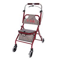 Rolling Walkers Shopping Cart Walker Shopping Cart Old Man Trolley Portable Walker Home Shopping Cart with Seat Folding Wheelchair Gift Can Bear 150 Kg (Color : Red, Size : 684486-94cm)