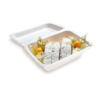 Bagasse Take Out Container, Bagasse To Go Box, Clamshell - Durable All Natural, Biodegradable, Disposable Material - 20 oz - 10.7" x 7" - 100ct Box - Restaurantware
