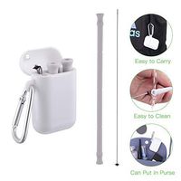 Reusable Silicone Collapsible Straws with Case, Demaxiya Portable Reusable Drinking Straws with Keychain and Cleaning Brush, Food-Grade BPA-Free Silicone Straws for Daily and Travel Use