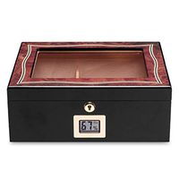 Humidors 25-Pack Cigar Cigar Storage Box Travel Humidifier Cedar Cigar Equipped with Humidifier and Hygrometer Gift (Color : Black, Size : 11.224.729.5cm)