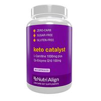 Nutri-Align Keto Catalyst: L-Carnitine 1000mg Plus CoQ10 100mg. Stimulates Natural Ketosis and Ketogenic Energy Production at Cellular Level. 90 Capsules.