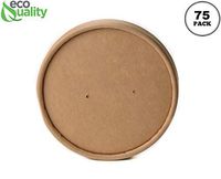 115mm Vented Lids for Kraft Paper Soup Containers [75 PACK] - Fits 26oz, 32oz EcoQuality Ice Cream Containers, Frozen Yogurt Cups, Restaurant, Microwavable, Take out, Food Storage, Recyclable