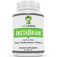 InstaBrain™ Fast-Acting Nootropic Brain Booster - On Demand Supplement for Quick Focus, Improved Clean Energy, and Gentle Mood Lifting and Motivation Boosting Effects - 60 Capsules - Made by Vitamonk