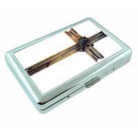 Perfection In Style Metal Silver Cigarette Case Vintage Cross Design 007