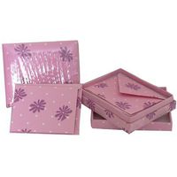 JAM Paper Handmade Recycled Foldover Card Sets in Box - 5 1/2" x 4 1/2" - Dark Pink with Purple Flowers - Sold Individually