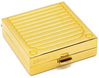 Vintage Gold Pattern Square Pocket Purse Portable Travel Pill Box & Medicine Organizer (1 Large Compartment)