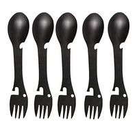 5 in1 Stainless Steel Functional Spork,5Pcs Multi Flatware Camping Utensil Knife Spoon Fork Bottle Can Opener