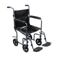 Drive Medical Flyweight Lightweight Transport Wheelchair with Removable Wheels, Blue, 17"