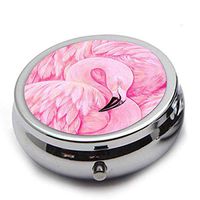 Pill Box 3 Components Metal Portable Vitamin Medicine Storage, Pill Box for Purse Purse,Daily Needs and Travelling (Flamingo)