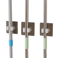 PROKTH Mop Clamp Restroom Wall Hanging Mop Storage Holder Besom Holder Mop Folder with Hooks Support Weight up to 10-15 kg Cleaning Hooks (Double Hook)