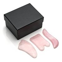 PESOENTH 3pc Pink Rose Quartz Gua Sha Board for Facial Skincare,100% Natural Jade Stone GuaSha Scraping Massage Tools for Anti-Aging Anti-Wrinkles SPA Acupuncture Therapy Treatment