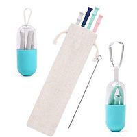 13 Pack Reusable Silicone Straws, 2 x Collapsible Straws with Case, 4 x Drinking Straws, 1 x Folding Bag, 3 x Cleaning Brush, 1 x D-Ring, Gift for Travel Home Office