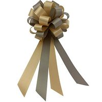 Silver and Gold Pull Bows - 8" Wide, Set of 6, Wedding Pew Bows, Reception, Anniversary, Christmas, Thanksgiving, Fall, Reunion, Gift Basket, Presents, Birthday, Party Decoration, Fundraiser