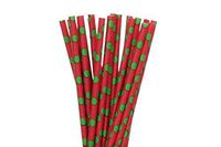 Christmas Paper Straws (red with green polka dot, 50)