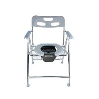 Folding Commode Chair with Padded Toilet Seat Bathroom Anti-Slip Adjustable Height Bathroom Shower Stool Elderly Person/Pregnant Woman/Handicapped Person Potty Chair