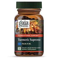 Gaia Herbs Turmeric Supreme Pain P.M., Turmeric Curcumin Supplement, Promotes Relaxing Sleep & Healthy Pain Response, Kava & Valerian, Vegan Liquid Capsules, 30 Count